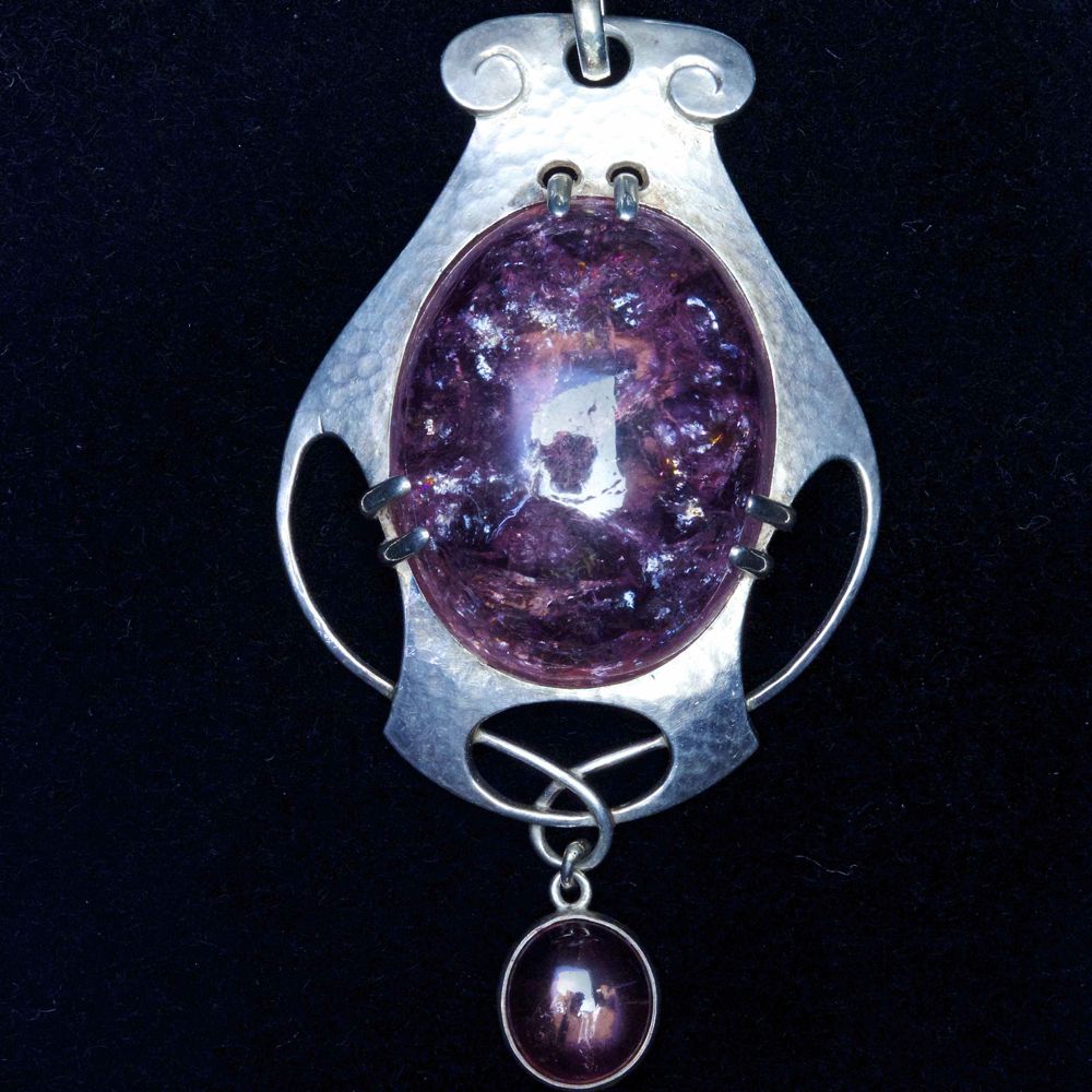 Murrle Bennett, large, silver and amethyst pendant.