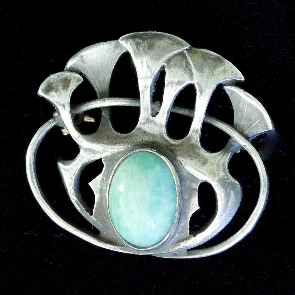 Theodor Fahrner, silver, and turquoise pendant.